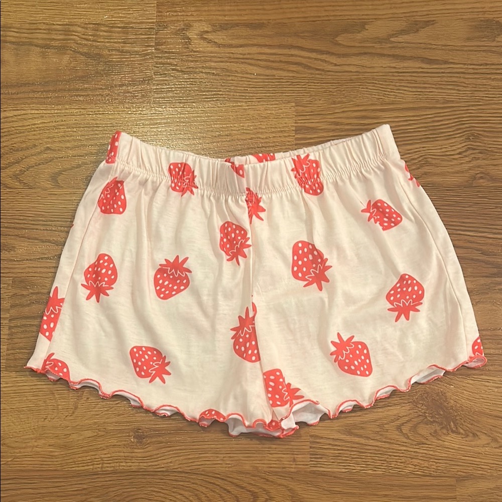 Strawberry Print Girls Pajama Shorts NWT